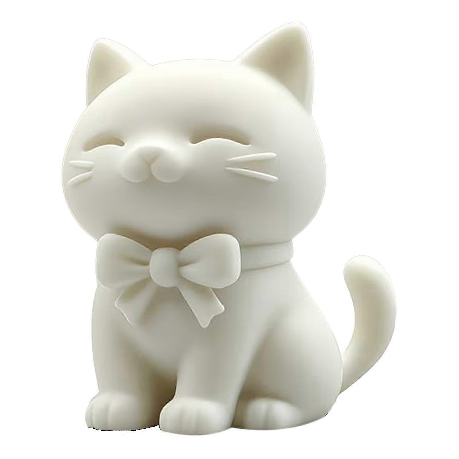 Mini 3D Printed Cat Ornament Matte White