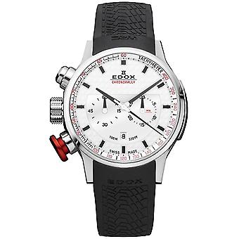 Edox Rally instrumenten chronoraal Swiss Quartz analoge man horloge met 10302-3-AIN rubber armband