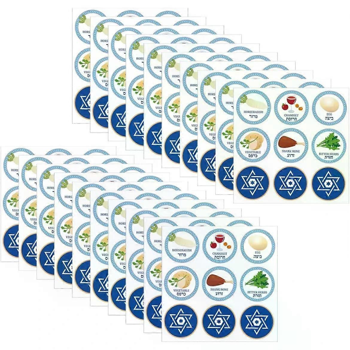20 Sheets Passover Paper Sealing Labels Round Stickers