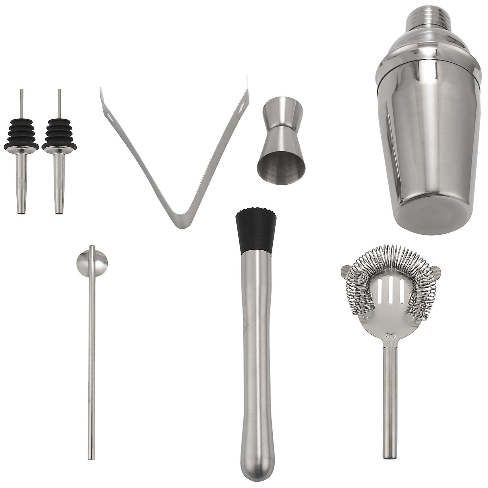 Stainless Steel Shaker Bar Set With Mixer Double Measuring Jigger/Mixing Spoon/Liquor Pourers/Muddl