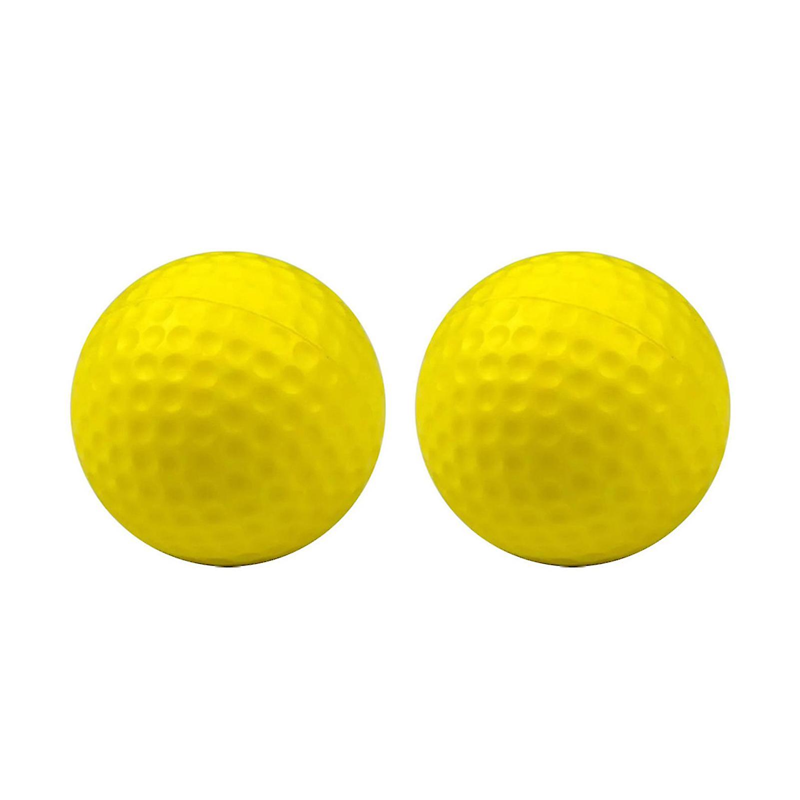 2pcsゴルフボール弾性高視認性環境に優しい安全ゴルフ練習ボールゴルフ練習のための子供のおもちゃ