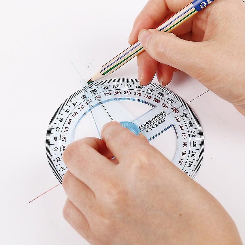 360 Degree Pointer Protractor Round Transparent Drafting Supplies