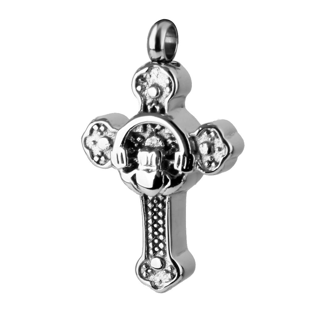 Celtic Claddagh Croix d’argent Urne de crémation Pendentif Keepsake Bijoux Collier