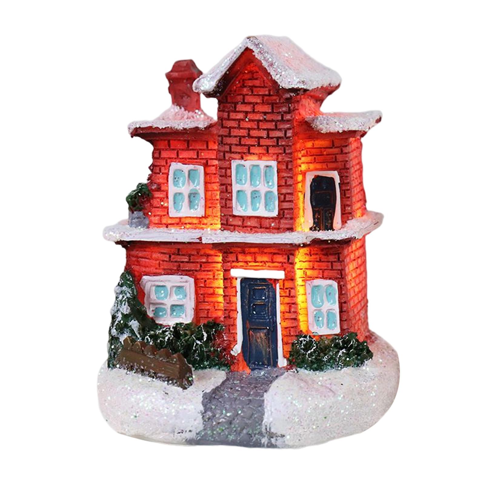 Luminous Christmas House Ornaments Resin Sculpture
