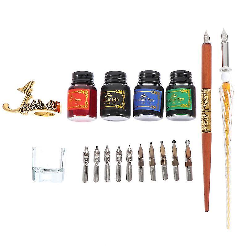 20.3X1.5x1.5cm Assorted Color Pens 1 Set Students Retro Calligraphy Pens Ink Dip Pens Kit For Art Wr