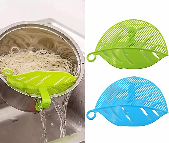 2 PCS Clip-on Leakproof Rice Washer Frame Water Filter Leaf Shaped Creative Kitchen Tool