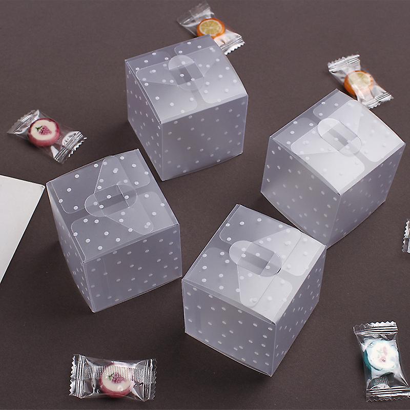 10pcs Clear Pvc Candy Packaging Box Square Transparent Cake Box Dot Diy Plastic