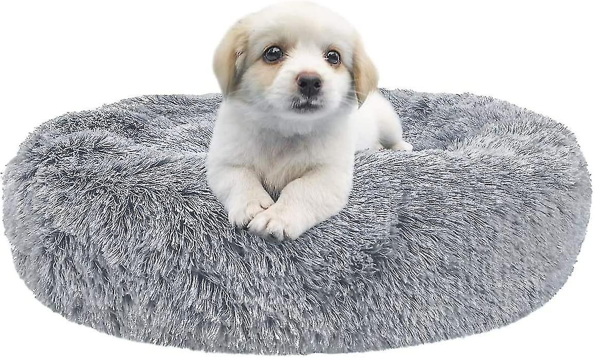 Calming Dog Bed Fluffy Cat Bed Plush Round Pet Bed Donut Dog Bed For Cats And Small Medium Dogs