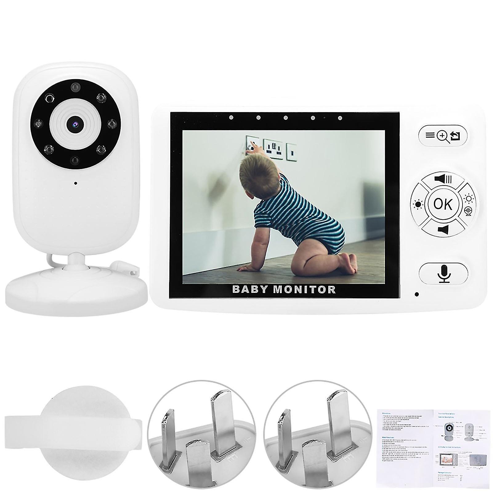 3.5In Wireless Baby Monitor Night Vision 2-way Audio Intercom Temperature Sensor 100-240v(uk)