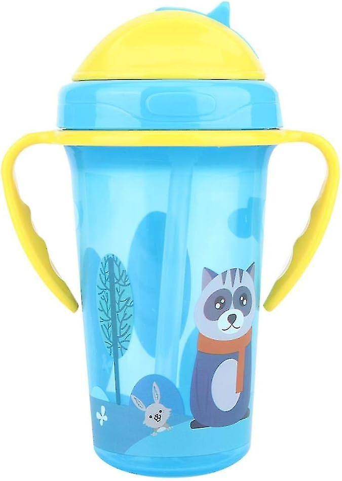 Kids Drinking Cup, 300ml Infant Leakproof Double Handle Straw Cup(blue)