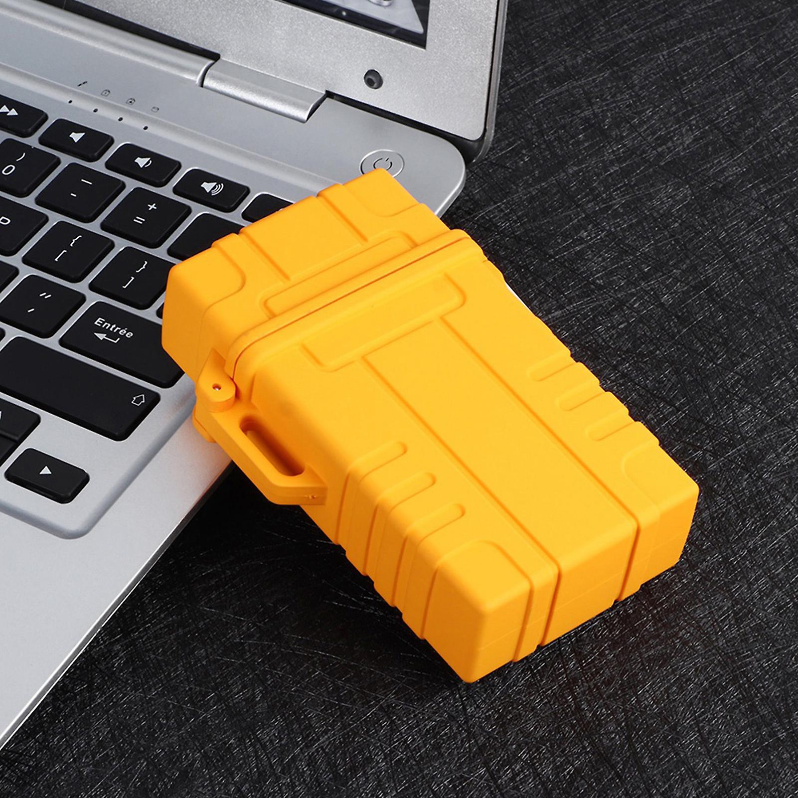 Outdoors Waterproof Moistureproof Cigarette Storage Case Electronic Lighter USB Charger LighterOrange