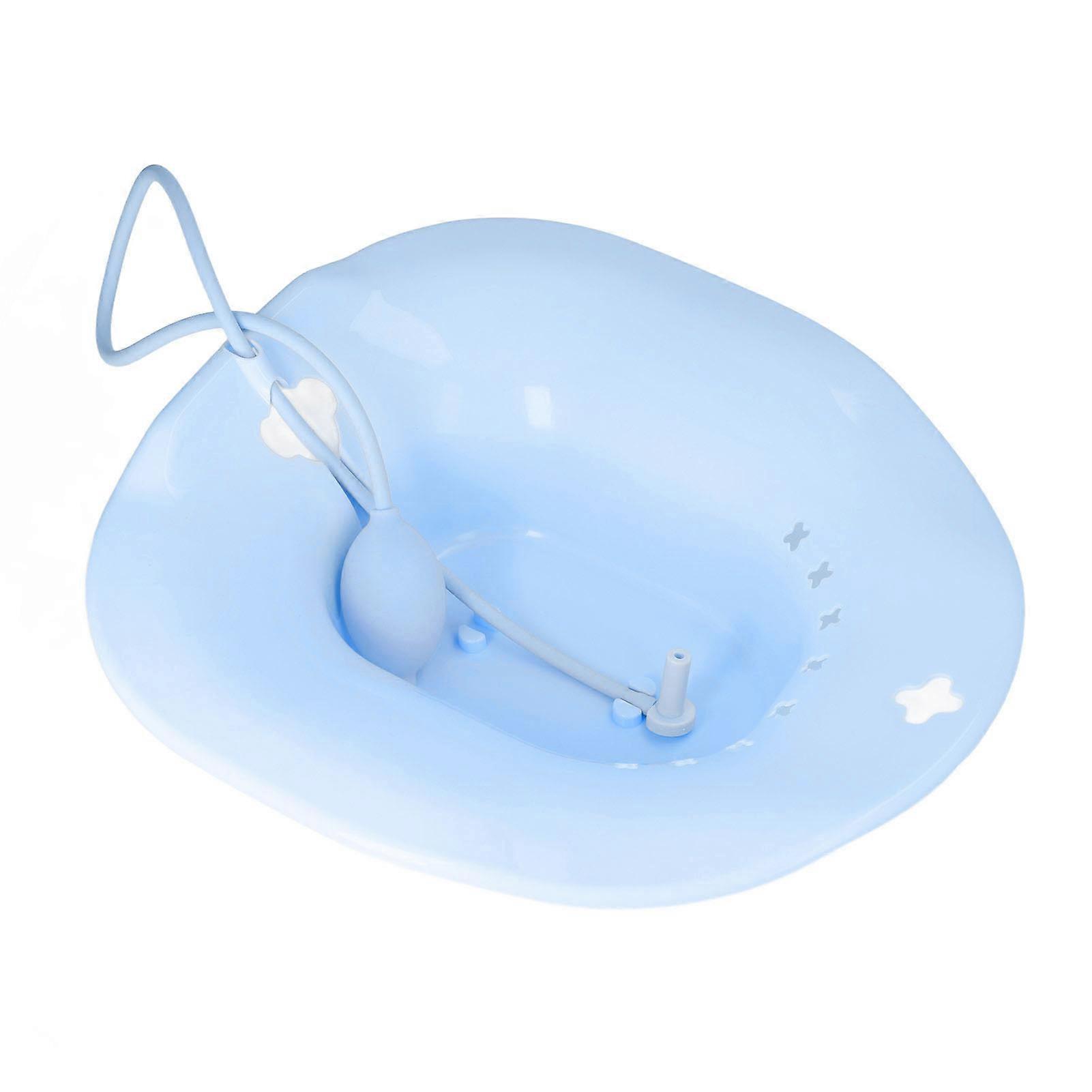Sitz Bath Universal Squat Free Toilet Bath Seat with Flusher for Postpartum Care Hemorrhoids Blue