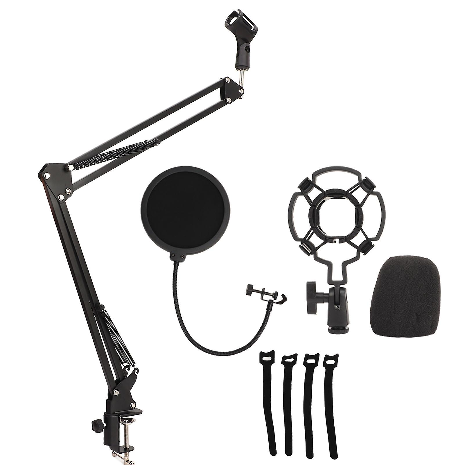 Complete Microphone Arm Stand Set: Stable Suspension Arm with Shock Mount & Screen Filter