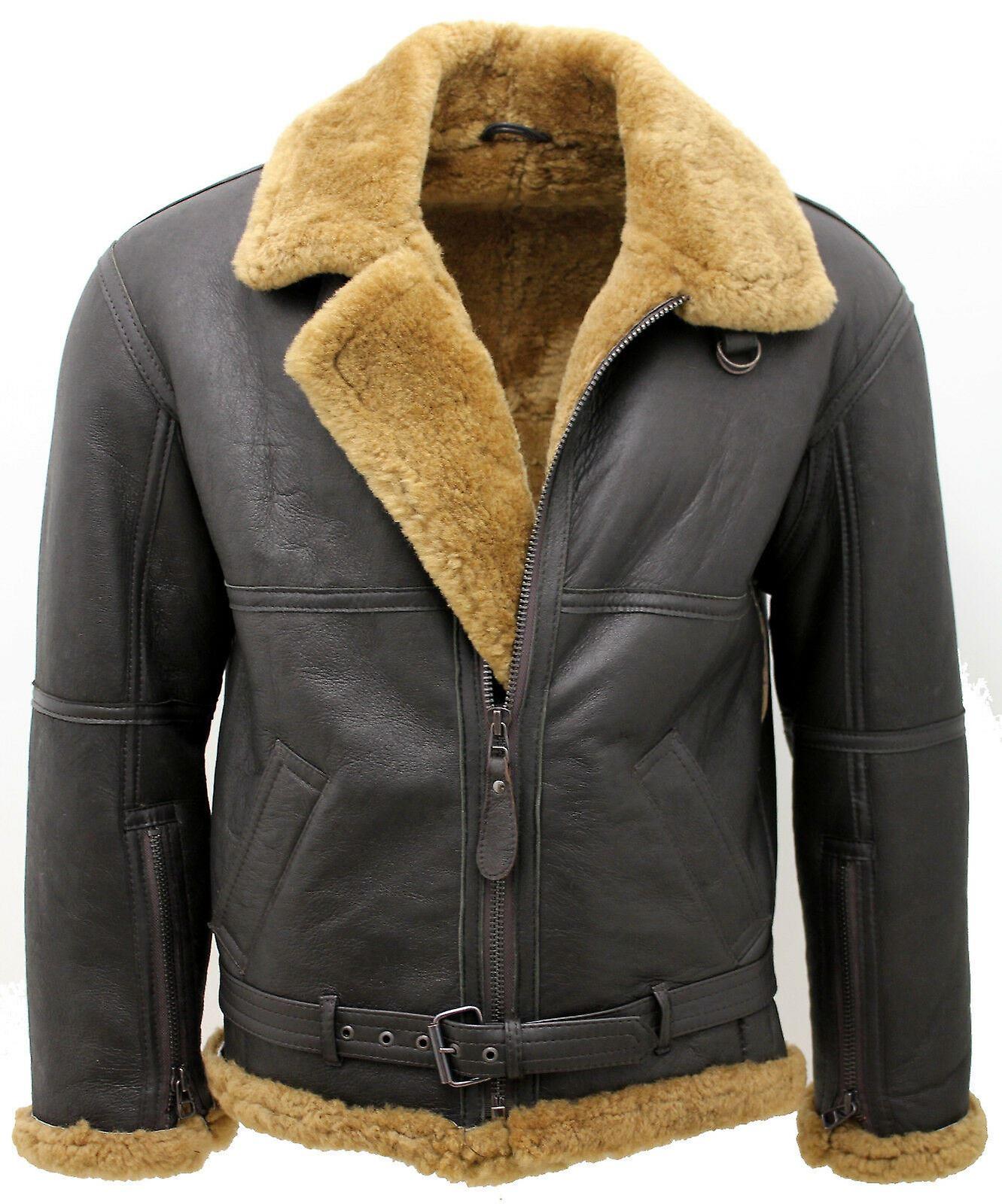 Infinity Leather Men's Brown Ginger Raf Sheepskin Leather Jacket Large