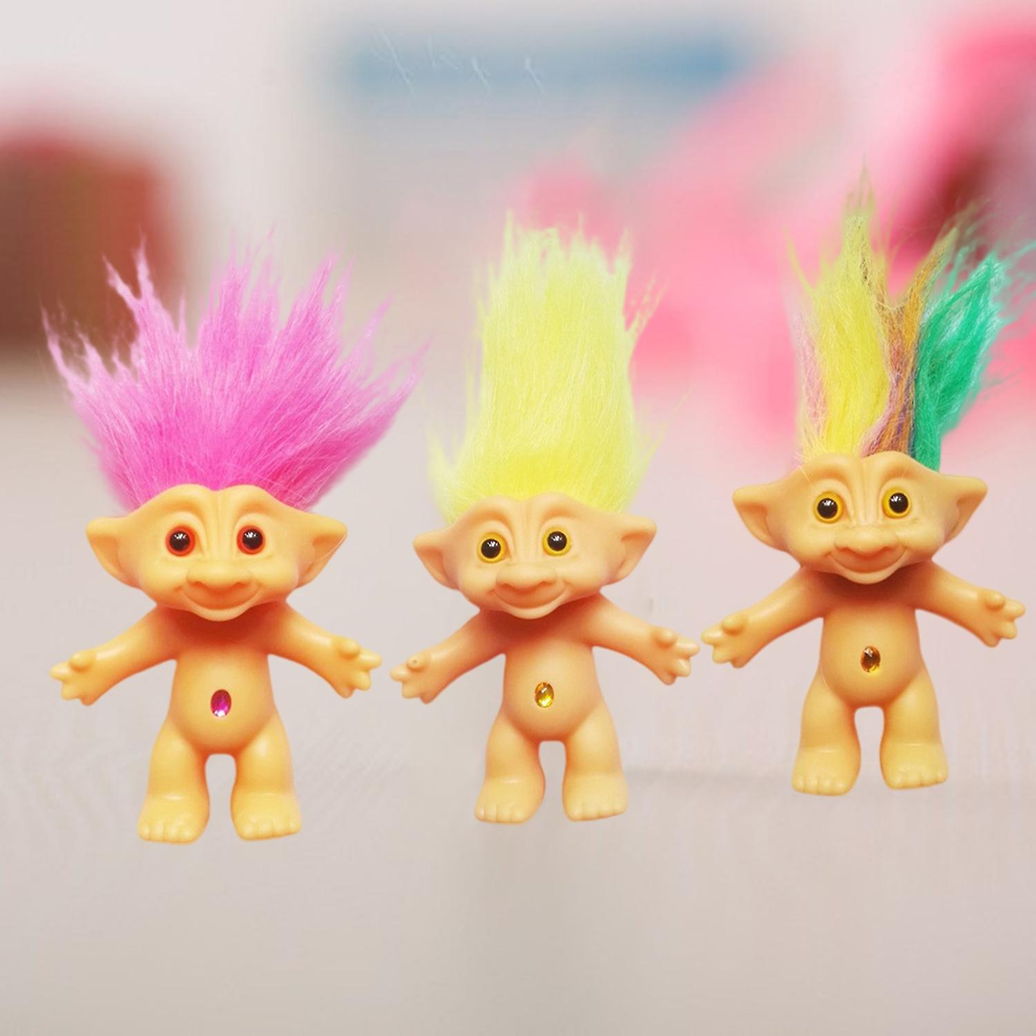 10cm Troll Doll Model Colored Long Hair Dam Doll Miniature Figurine ...