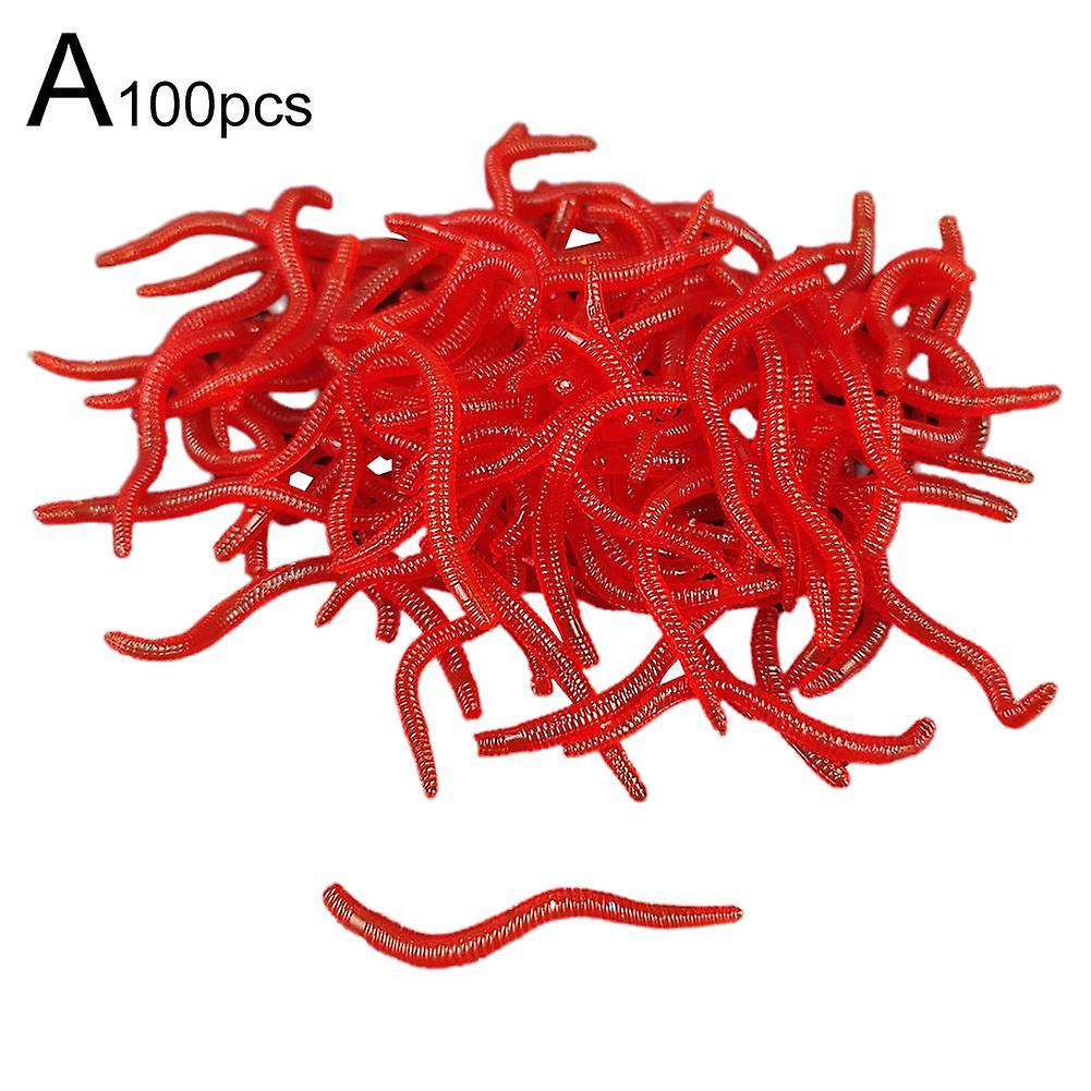 50/100Pcs Silikon Roter Wurm weiche Köder Regenwurm Gummiköder Garnelen Barsch Karpfen
