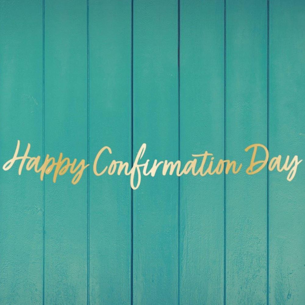 Gold Happy Confirmation Banner | Religious Hanging Decoration Backdrop 1.6m