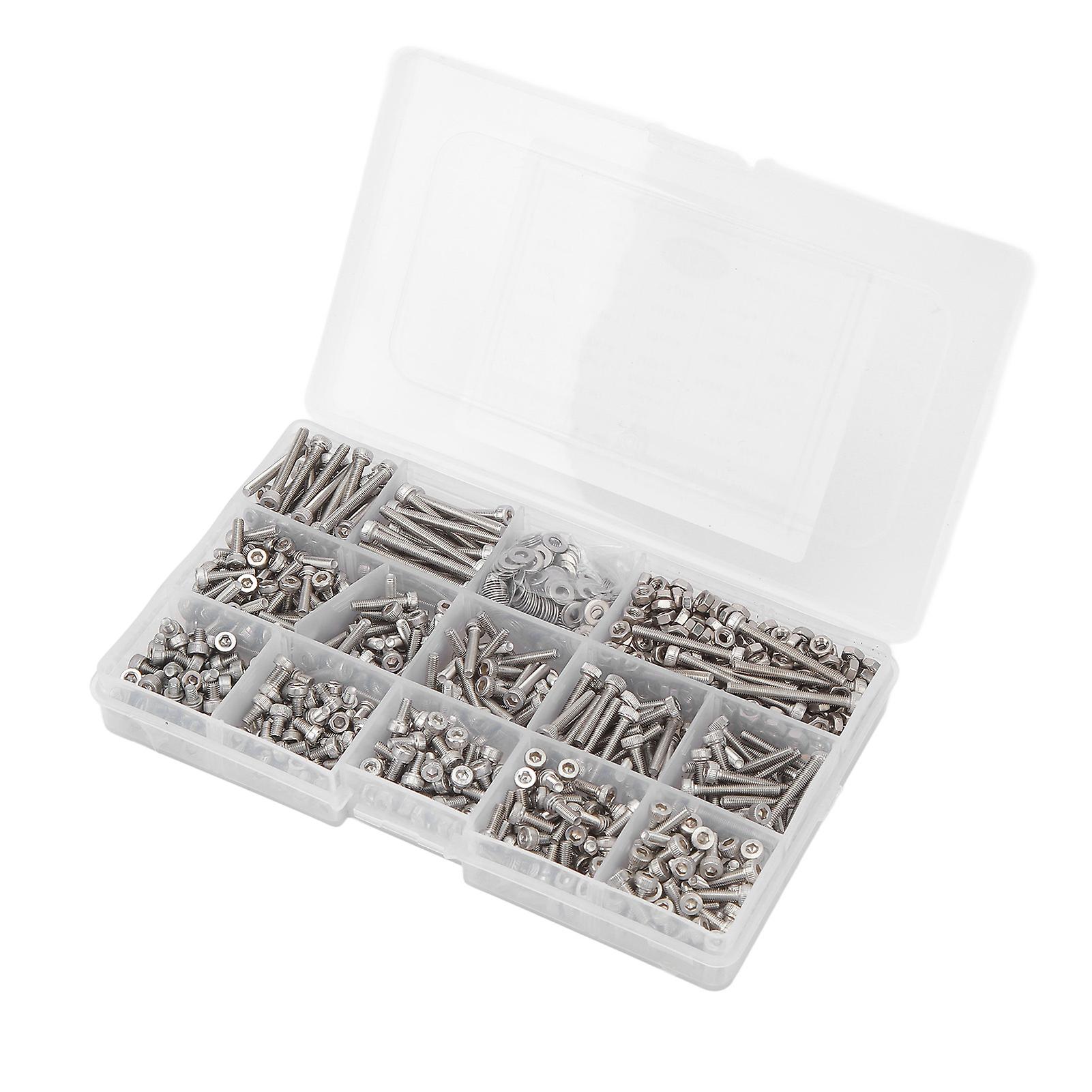 M3 Screw Assortment Kit 304 Stainless Steel Hex Socket Screws Nuts Washers Combination Set 