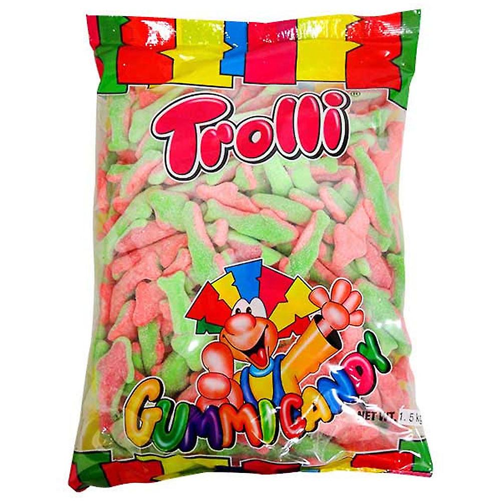 Trolli Watermelon Sharks Shaped Soft Jelly Gummies Covered in Sugar 1.5kg