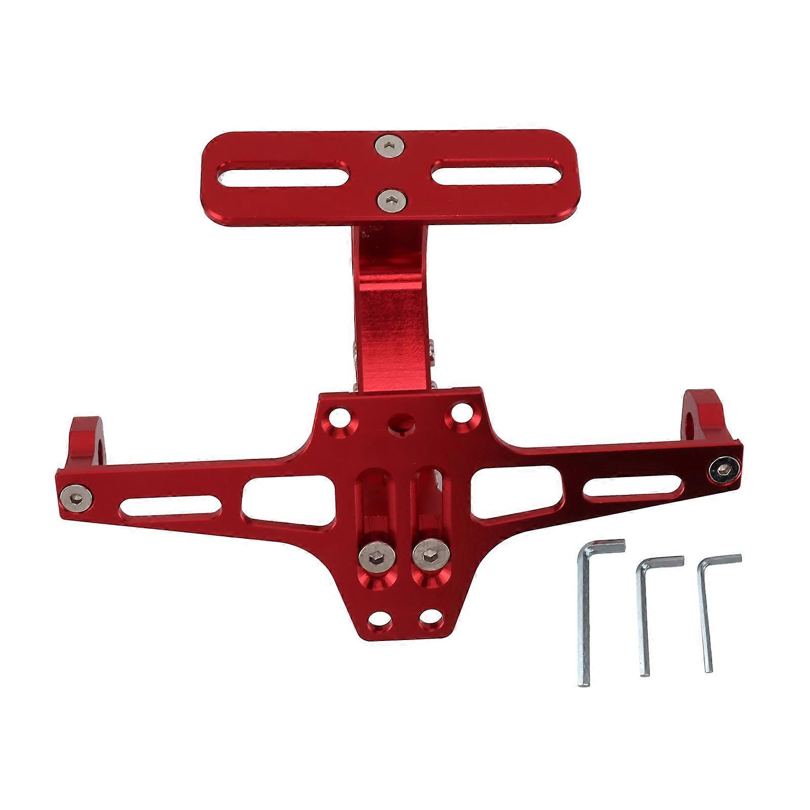 Motorcycle License Plate Holder, CNC Aluminum Alloy, Universal and Adjustable, Red