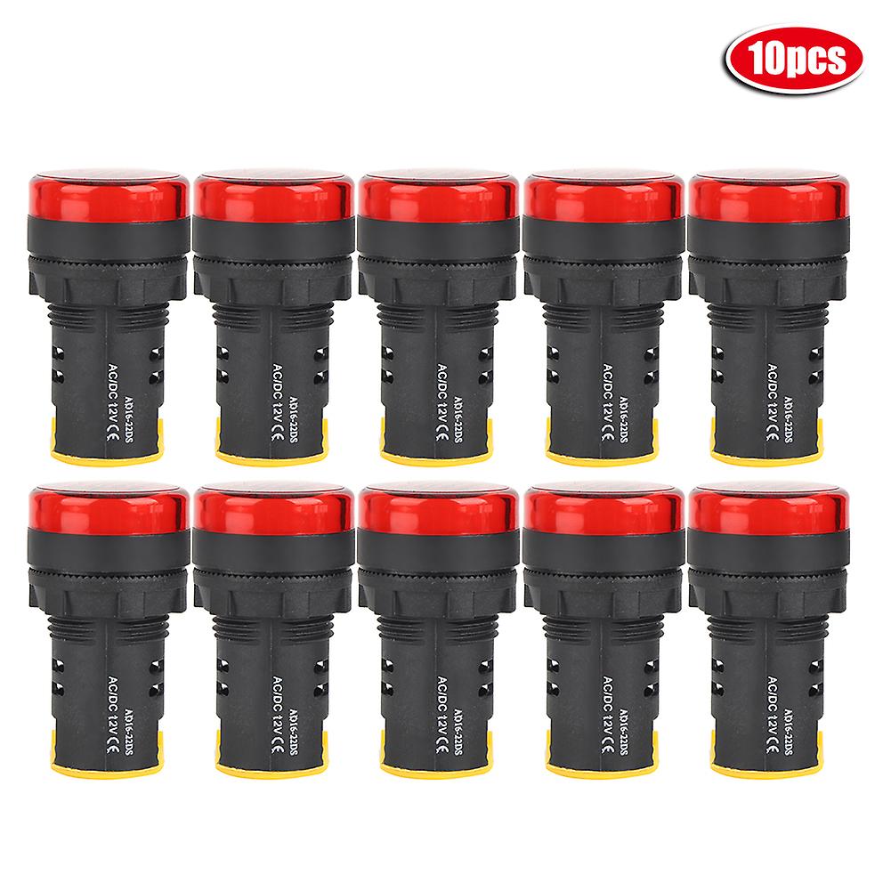 10Pcs Red BERM LED Indicator Lights - Energy-Saving 22mm AD16-22d Power Lamp