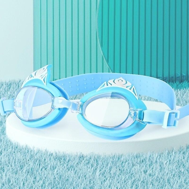Cute style children's cartoon swimming goggles, blue and white, suitable for children to swim and dr