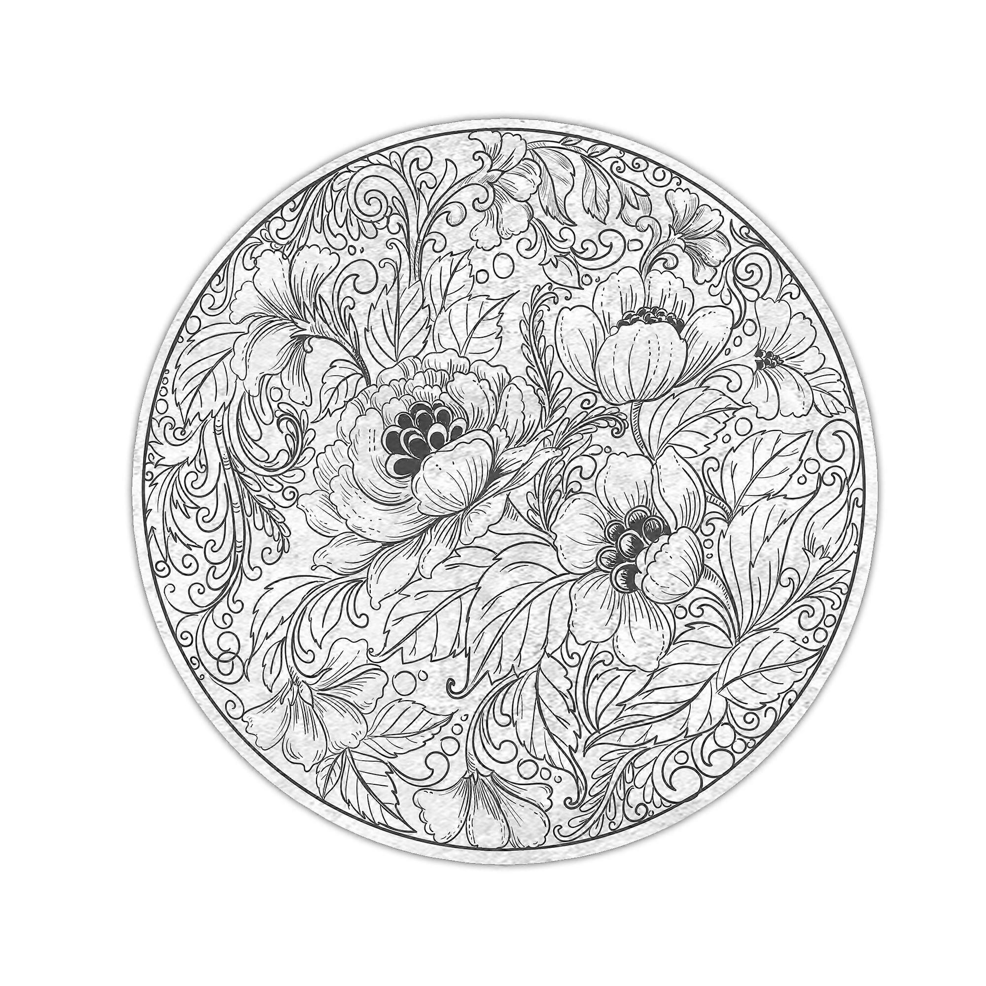 Decorative Floral Circle Rug