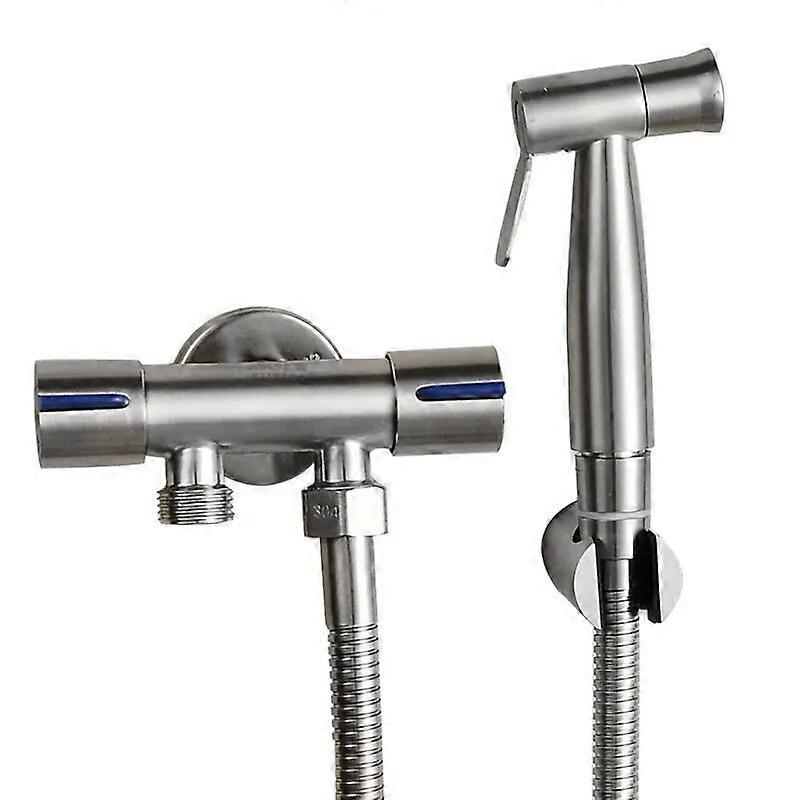 BAOKEMO Bathroom Toilet Bidet Sprayer Set 304 Stainless Steel Two Way Faucet With 1.5M Flexible Hose Bathroom Shower Head Set