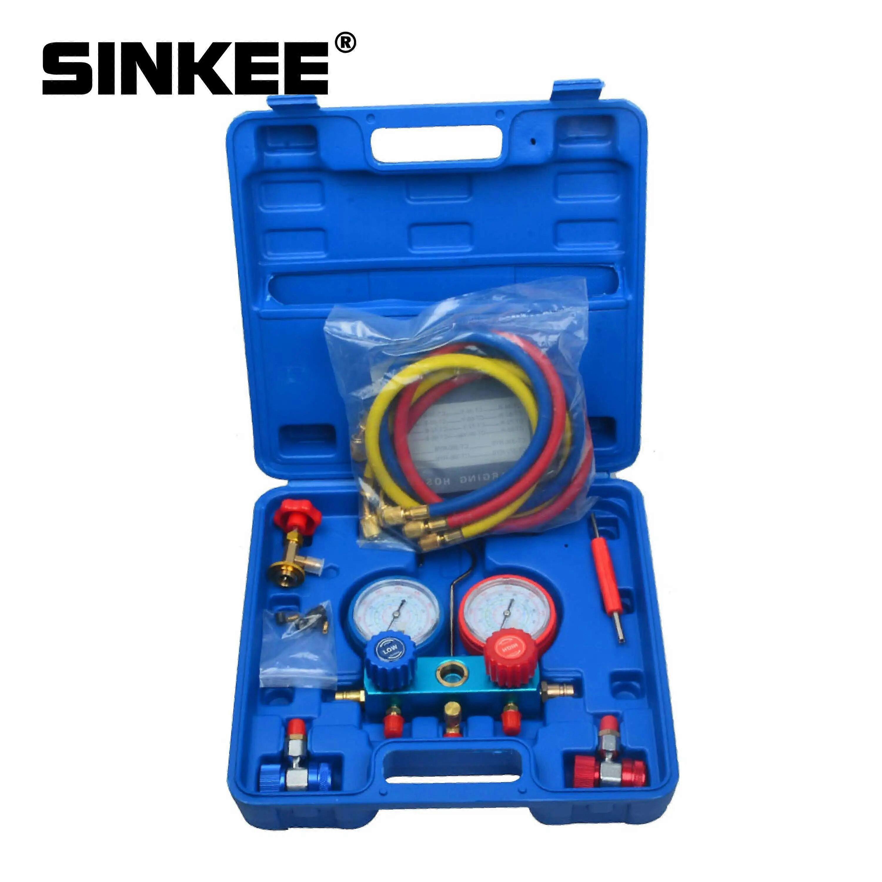 R134A AC A/C Manifold Gauge Test Set Air Conditioner Charging Tester Pump Service Tool Kit No.40716