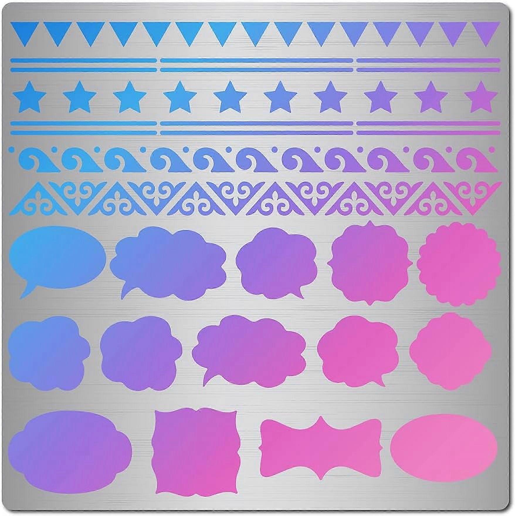 6.3 x 6.3" Metal Geometric Stencils Ocean Wave Sea Waves Stainless Steel Cutting Dies Stencils Straight Line Border Template Triangle Pentacle Dialog