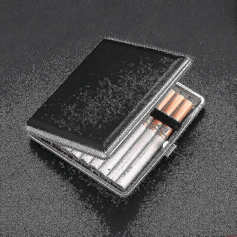 علبة سجائر للرجال ، حامل سجائر معدني مع غطاء من جلد Pu ، صندوق تبغ فائق النحافة Po