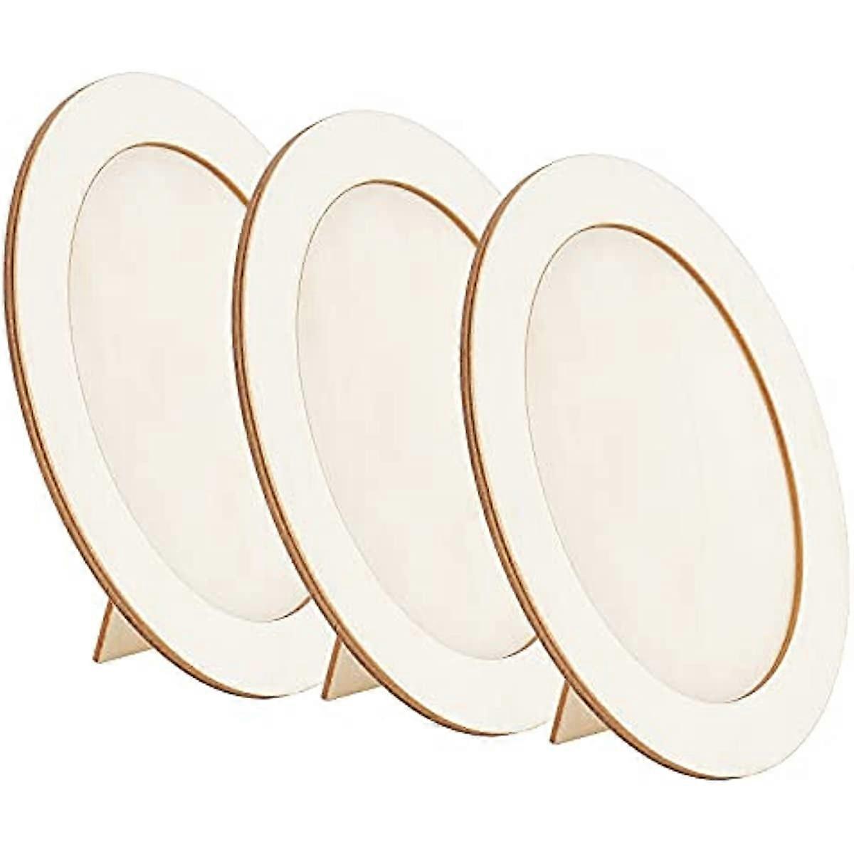6pcs DIY Wood Photo Frame Kit Wooden Oval Photo Display Frame Stand Up Picture Artwork Frame Unfinished Frame to Paint