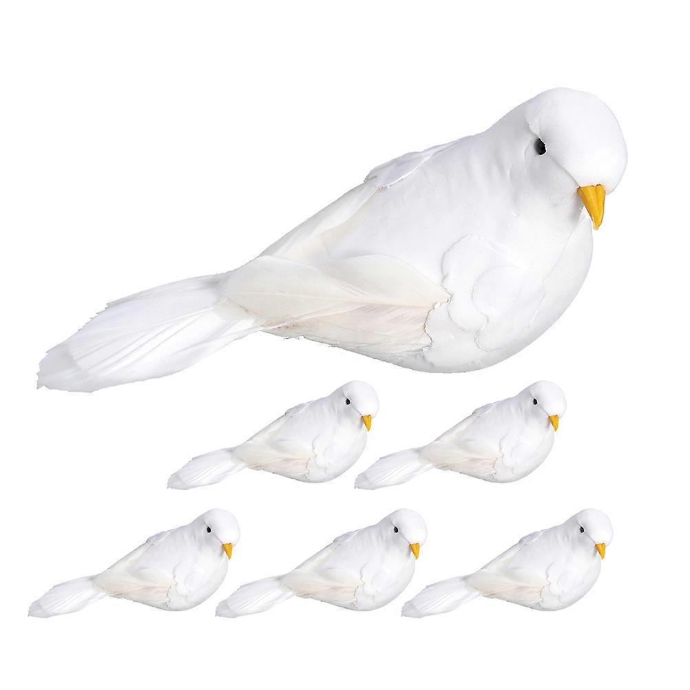 6pcs Trick Prop Performance Bird Prop Artificial Pigeon Simulation Dove Statue Landscape Dove