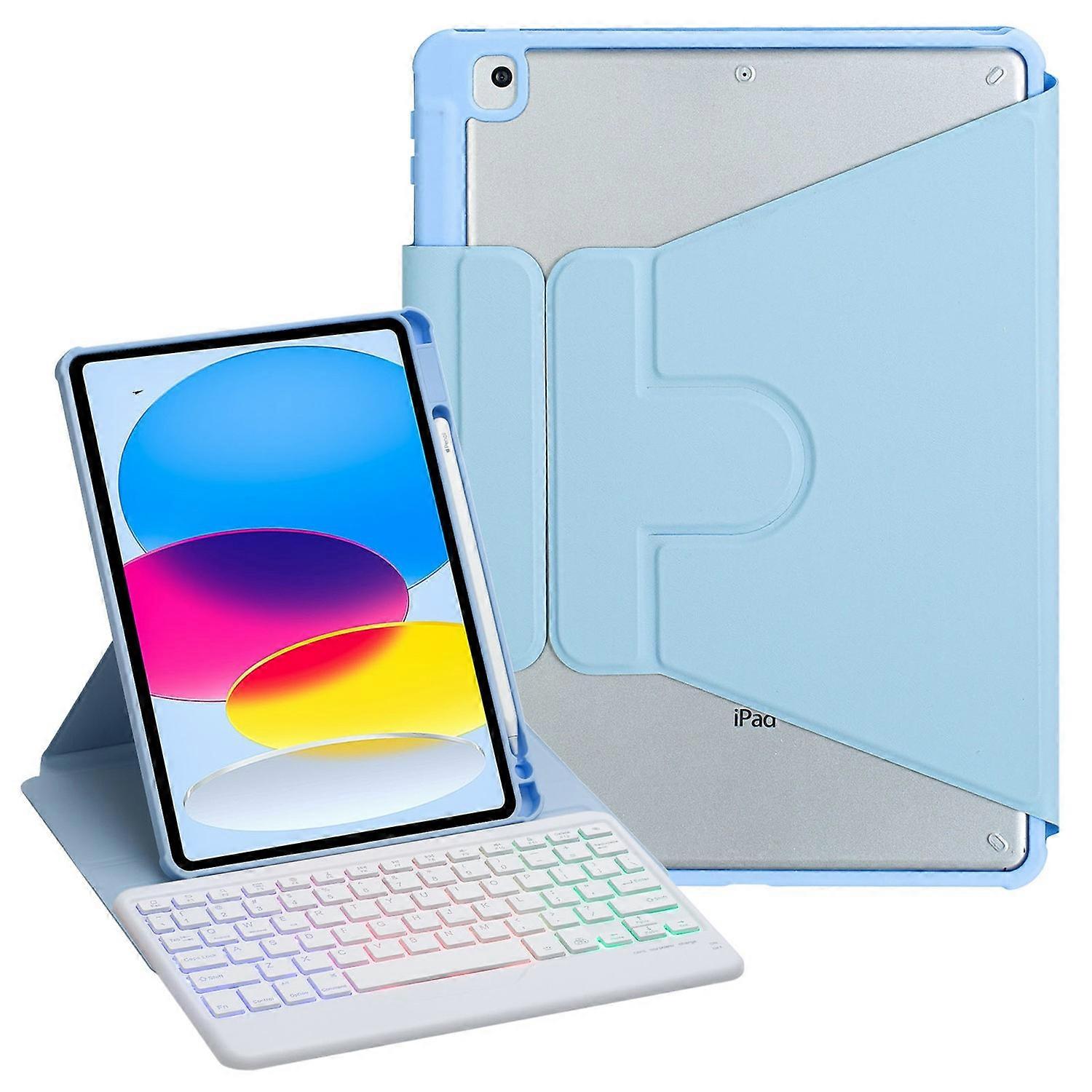 F10BS For iPad 10.9 (2022) PU Leather Tablet Case Triangle Stand Cover with Removable Wireless Backl