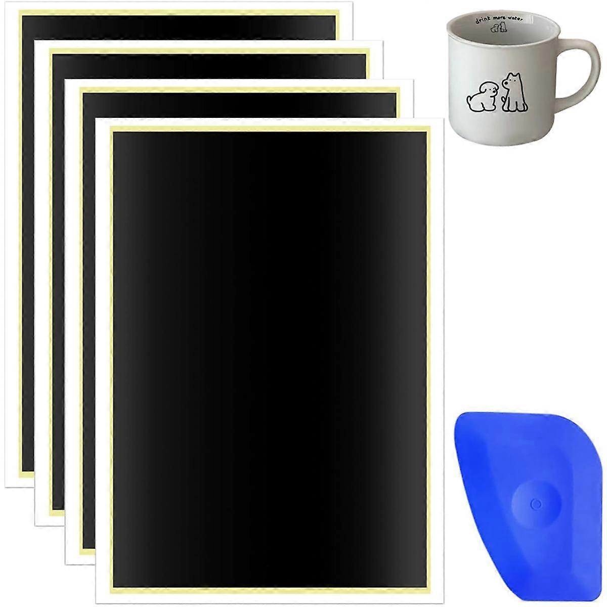 4PCS Laser Engraving Marking Paper Black Marking Paper with Scraperfor Fiber Laser Marking & Engrav