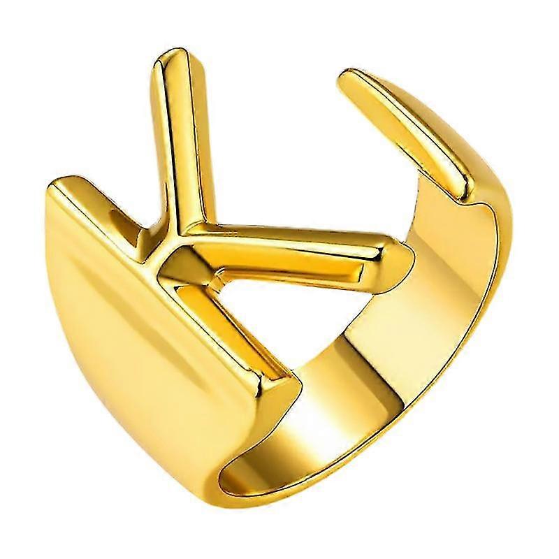 golden plating open ring english letters design ring delicate finger jewelry (k)
