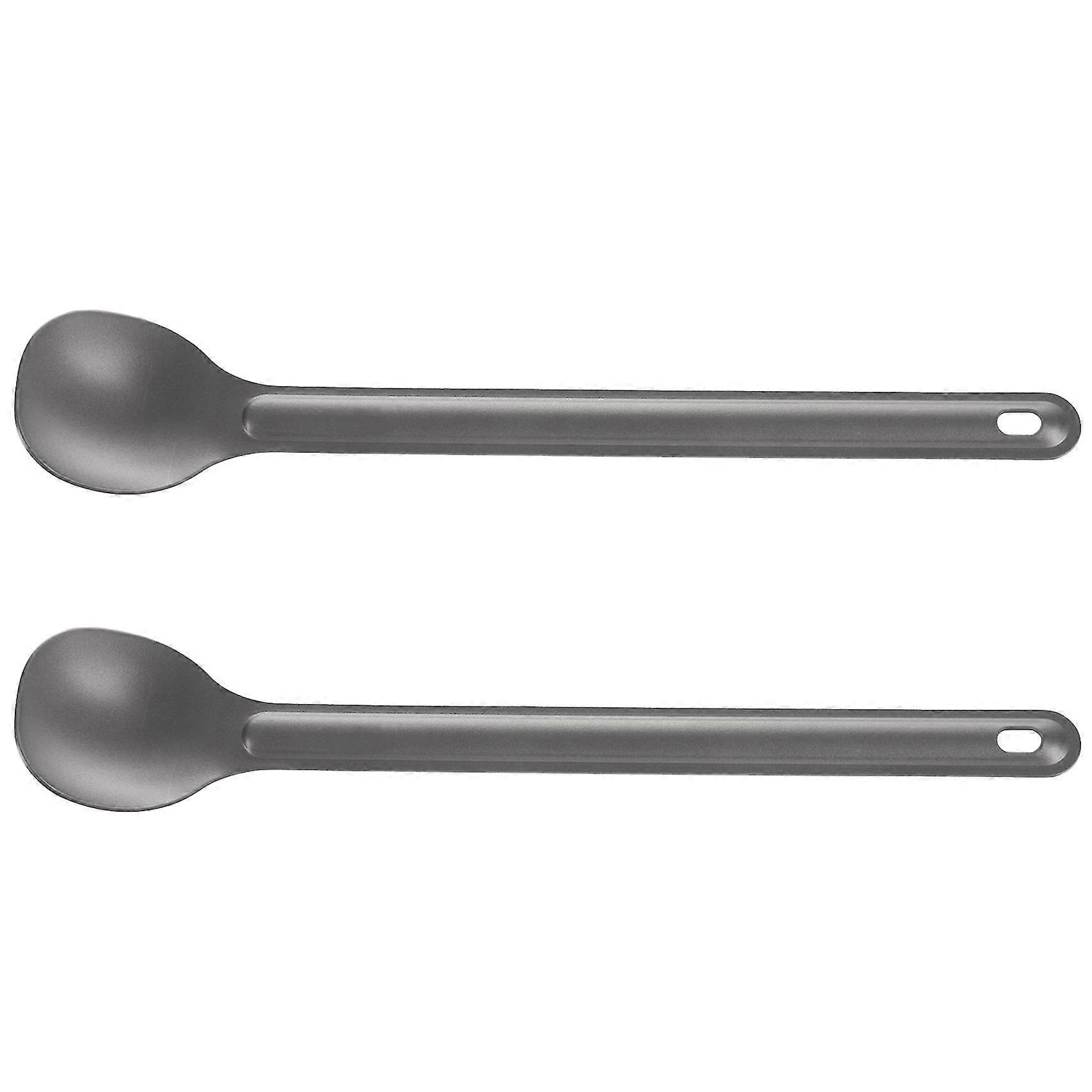 2pcs Titanium Spoon 21.5cm X 3.9cm Camping Spoon Outdoor Tableware Long-handled Titanium Spoon