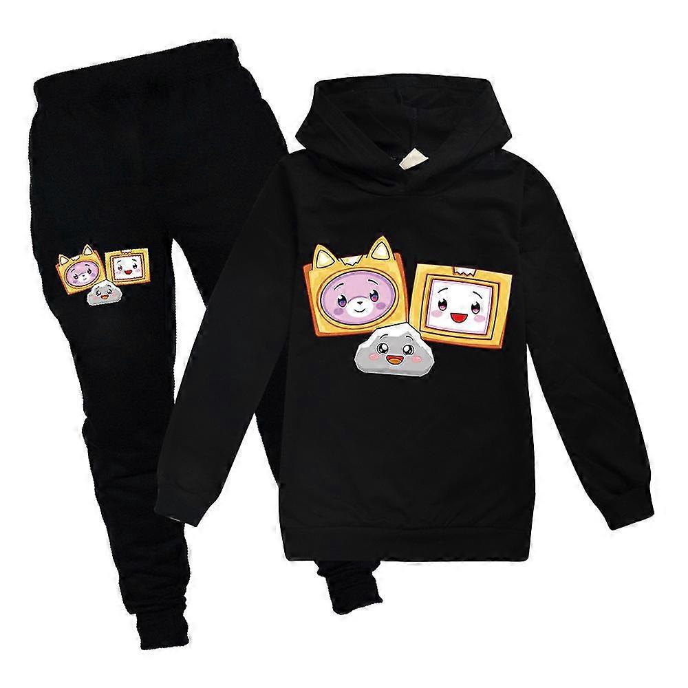 Lankybox Kids Pojat Tytöt Pitkähihainen Huppari Topit Housut Asut Setti Rento Verryttelypuku -NMAOV