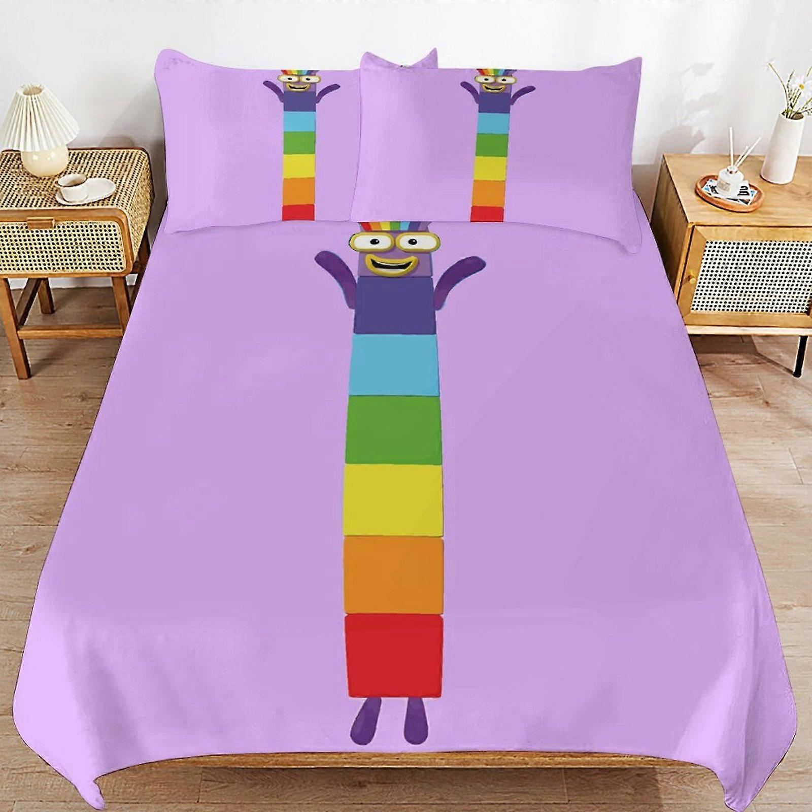 x142 Numberblocks Yatak Nevresim Mikrofiber Yatak Takımları 3D Baskılı Hafif 3 Parça Yorgan Setleri, 1 Nevresim Takımı Ve Çocuklar İçin 2 Yastık Şems