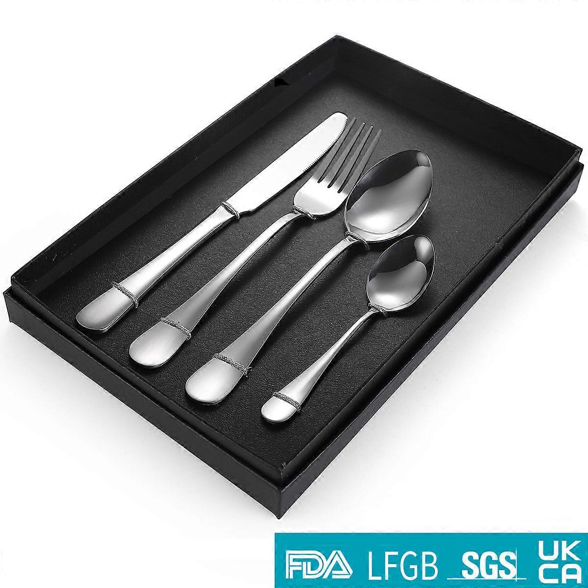 Flatware Set Stainless Steel Cutlery four-piece Tableware Set Silver