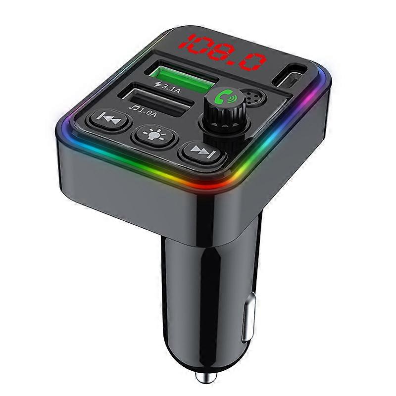 F19 Car MP3 Bluetooth Player Handsfree Call USB Disk Lossless Sound Quality 12V/24V Car FM Transmitter Black