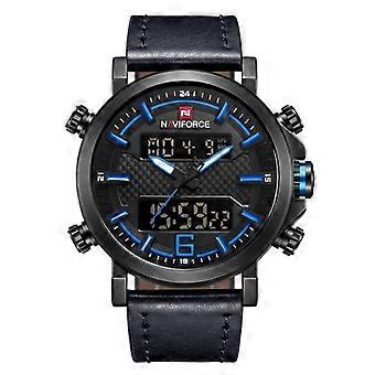 NAVIFORCE 9135 Sport Watch cuero impermeable cuarzo relojes de cuarzo fecha LED reloj analógico para los hombres