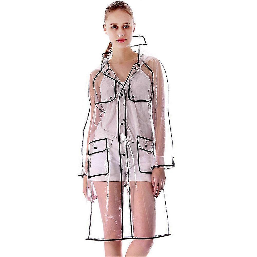 Erwachsene Transparent Verdickt Kapuze Langärmel Wasserdichter Regenmantel Poncho Regenbekleidung