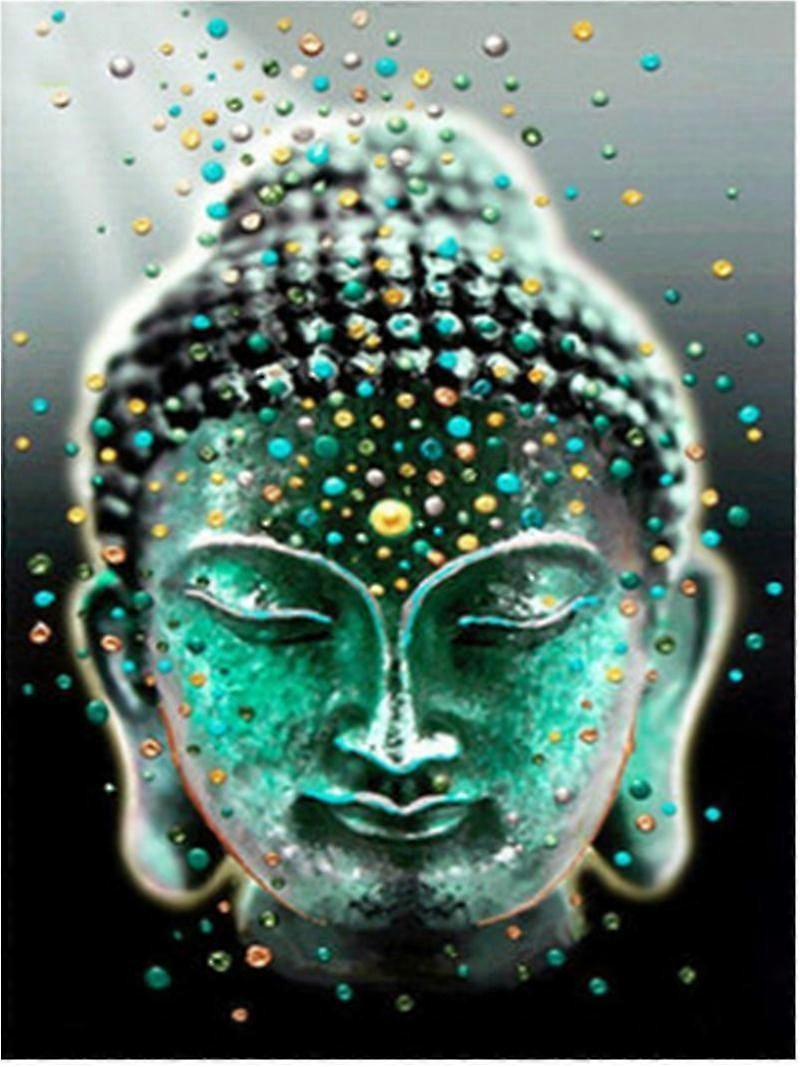 بوذا رئيس 5D دي الحفر الكامل الماس اللوحة التطريز الصليب غرزة حجر الراين الفسيفساء اللوحة ديكور