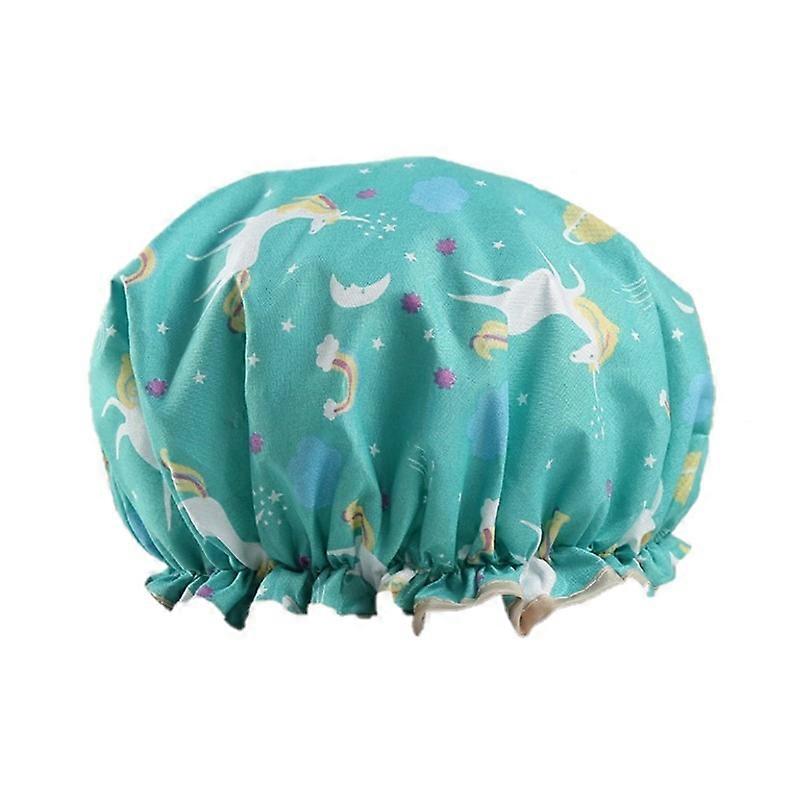 ZK-1 Pack Women's Waterproof and Adjustable Double Layer Shower Caps (Blue)