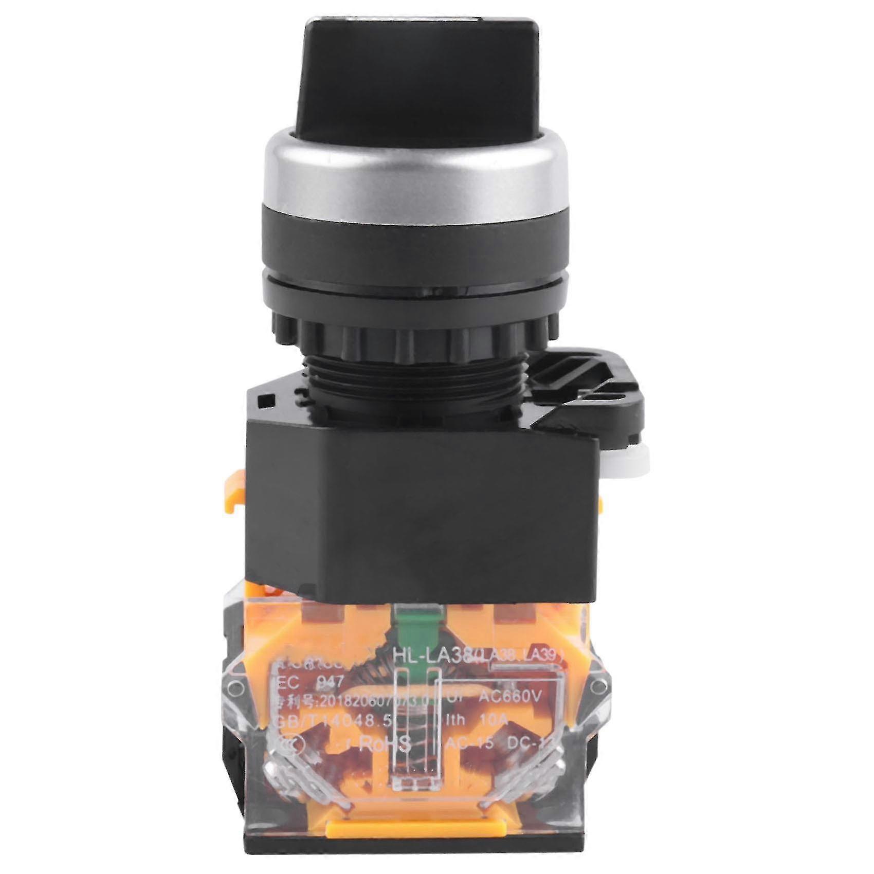 3-position Momentary Rotary Switch Long Handle 22mm Reset Switch