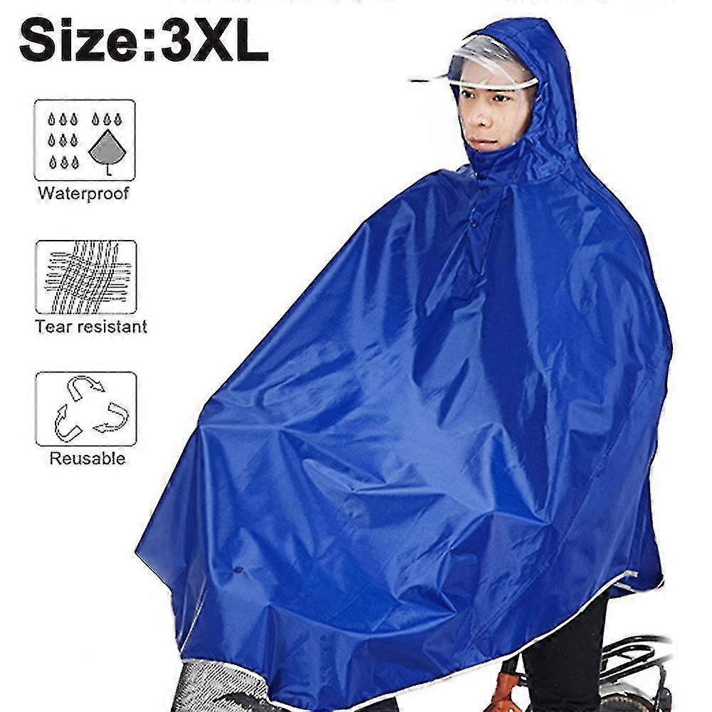 Waterproof Rain Poncho Bike Bicycle Rain Capes Lightweight Reusable Royal Blue