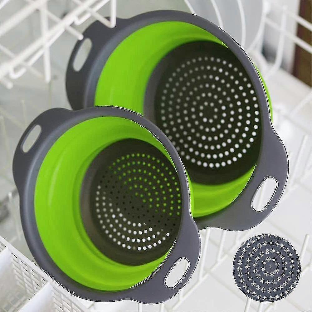 2pcs Foldable Colander,kitchen Accessories Set Blue