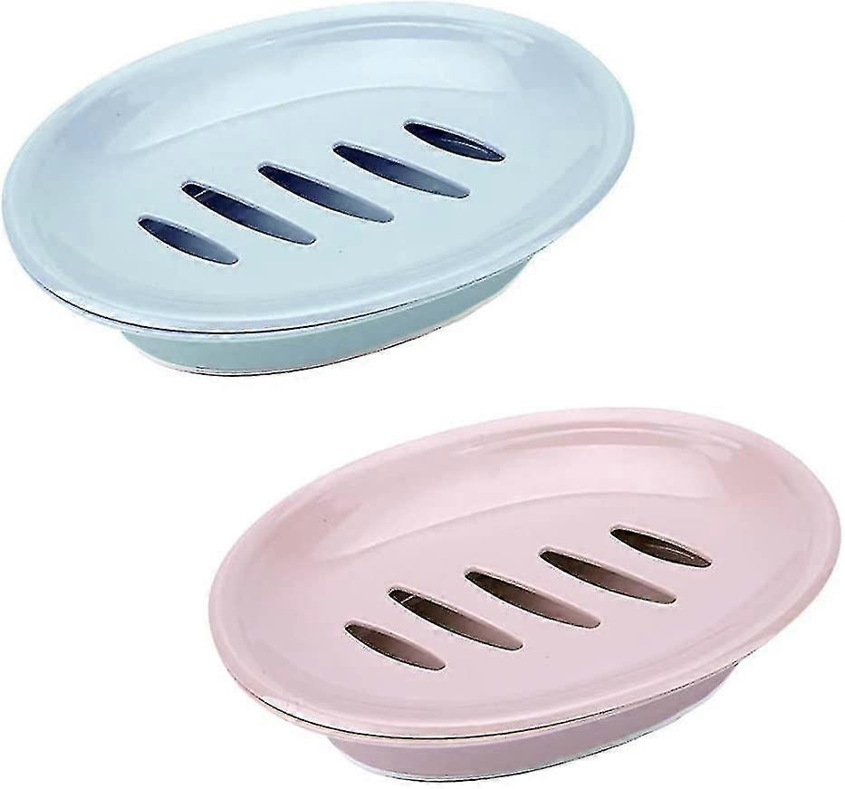 2 Pack Removable Soap Drainers Plastic Soap Holder,soap Saver Box Container For Bathroom (pink, Blue)