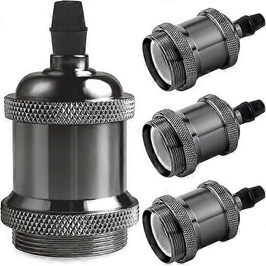 Vintage E27 lamp socket, Edison retro pendant lamp, Solid ceramic adapter, 4 Pieces black pearl socket